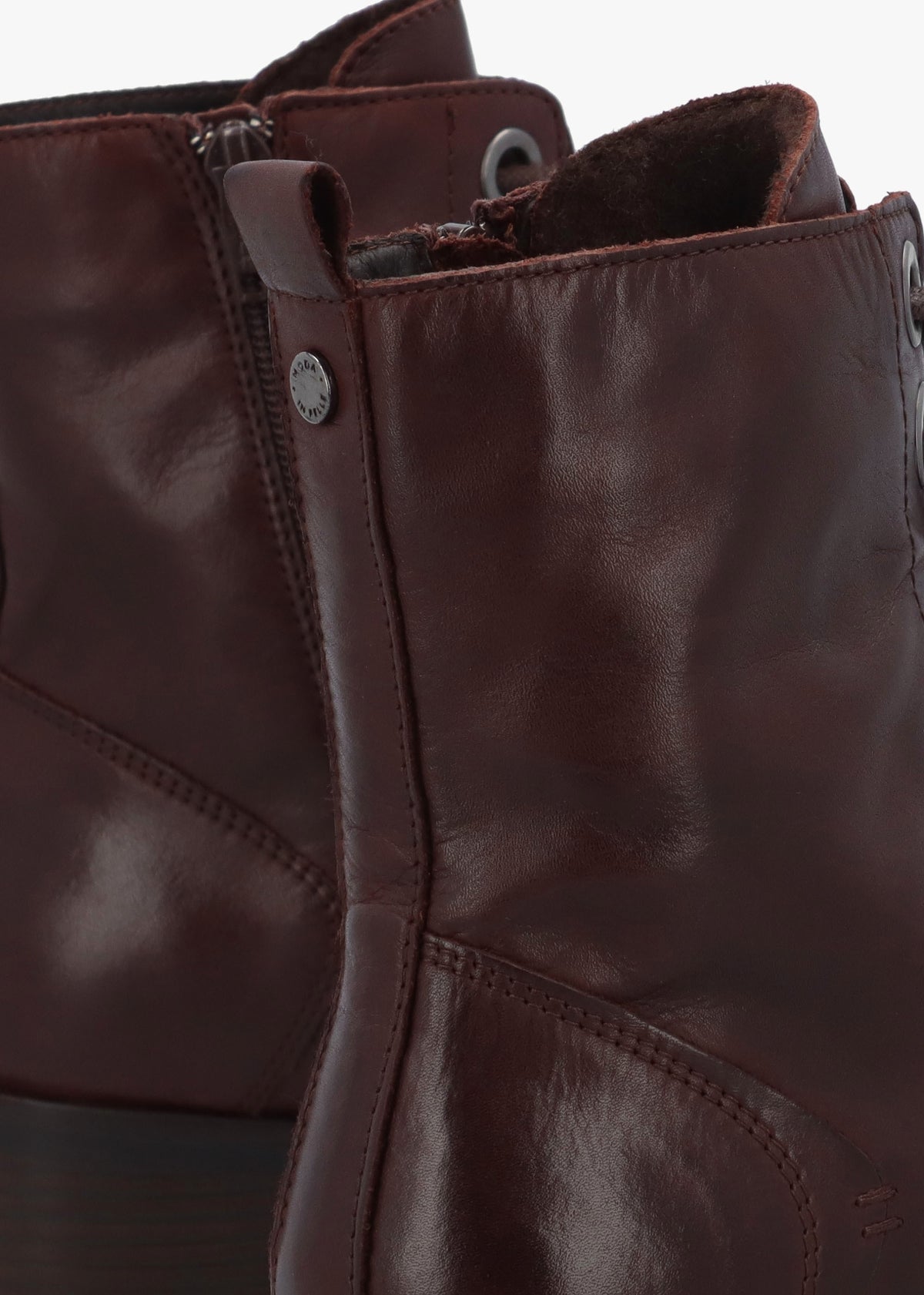 Bezzie Dark Brown Leather Block Heel Ankle Boots