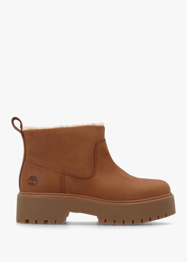 Stone Street Warm-Lined Rust Nubuck Platform Ankle Boots