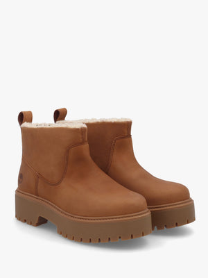 Stone Street Warm-Lined Rust Nubuck Platform Ankle Boots