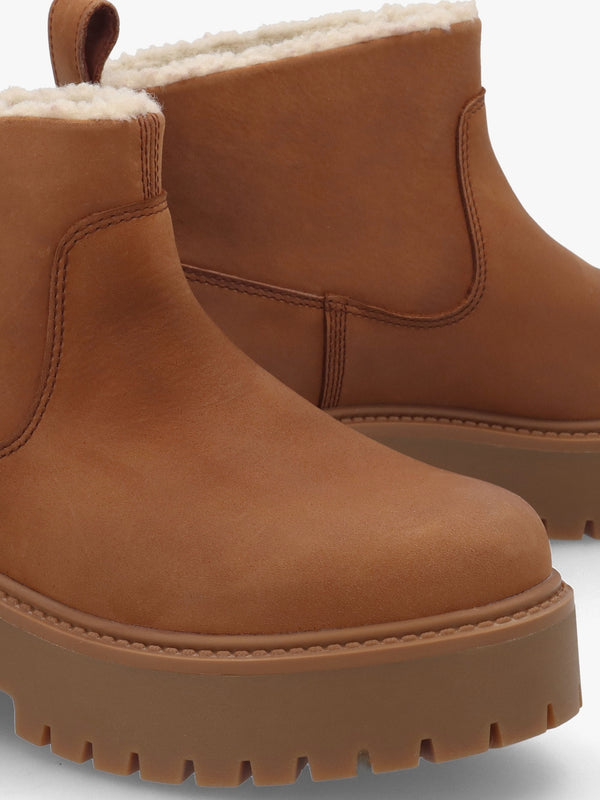 Stone Street Warm-Lined Rust Nubuck Platform Ankle Boots