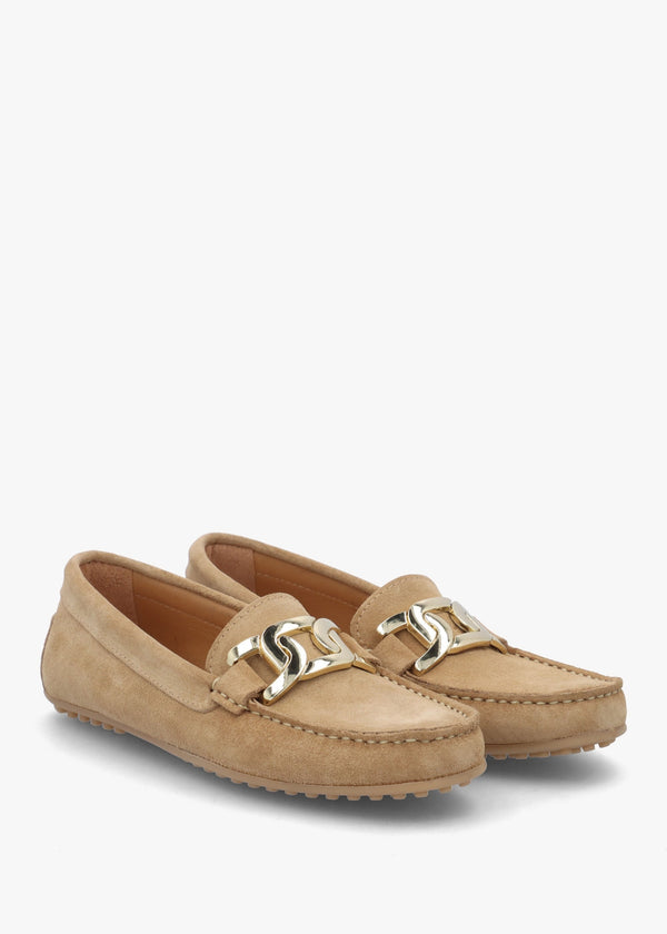 Privette Beige Suede Driving Moccasins