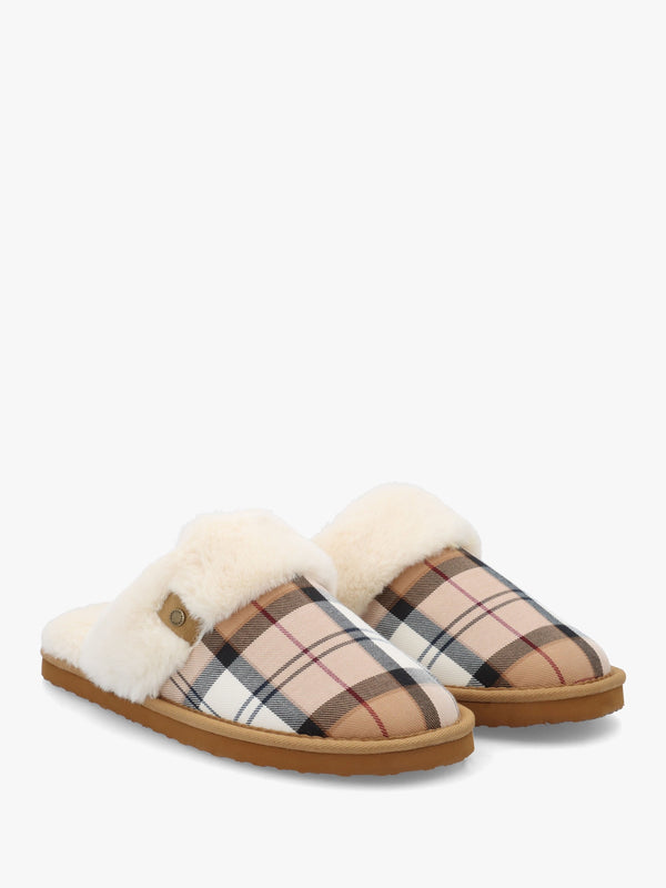 Claudia Tartan Hessian Mule Slippers