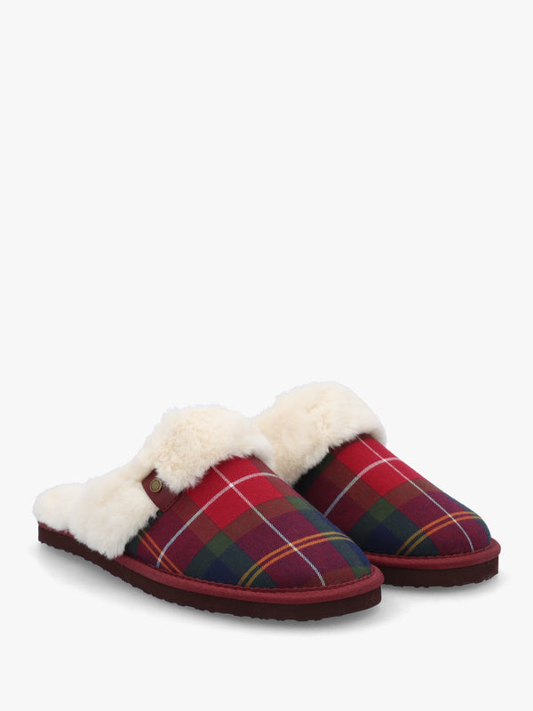 Claudia Tartan Winterberry Mule Slippers