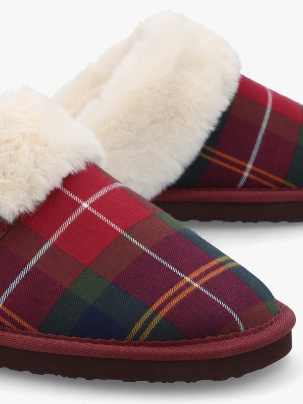 Claudia Tartan Winterberry Mule Slippers