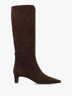 Sedda Brown Suede Low Heel Knee Boots
