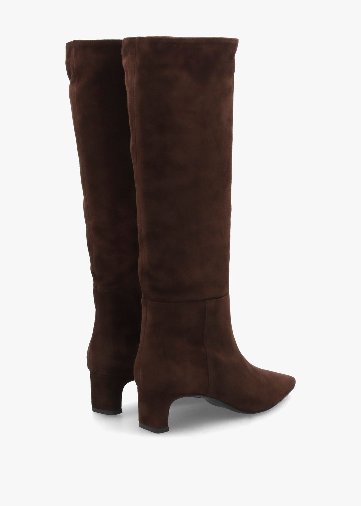 Sedda Brown Suede Low Heel Knee Boots