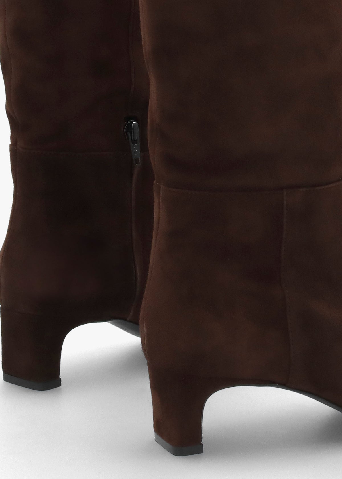 Sedda Brown Suede Low Heel Knee Boots