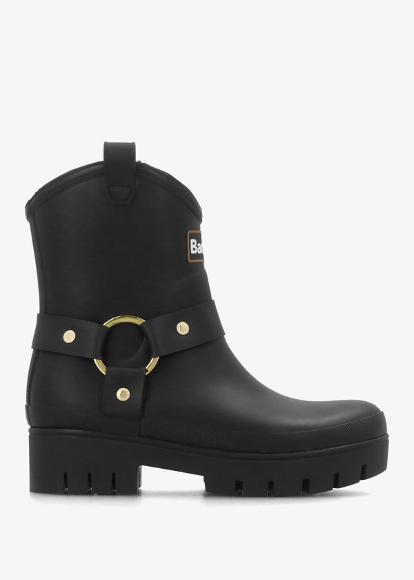 Elley Harness Black Wellington Boots