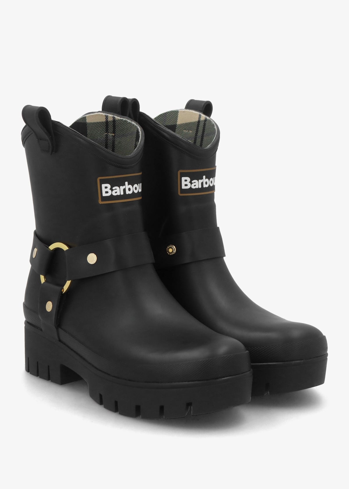 Elley Harness Black Wellington Boots