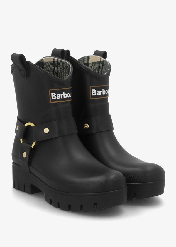 Elley Harness Black Wellington Boots