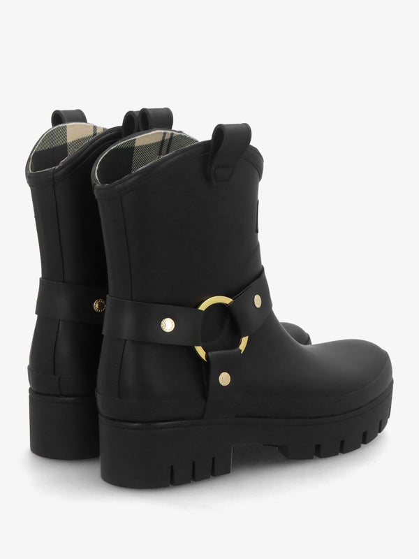 Elley Harness Black Wellington Boots