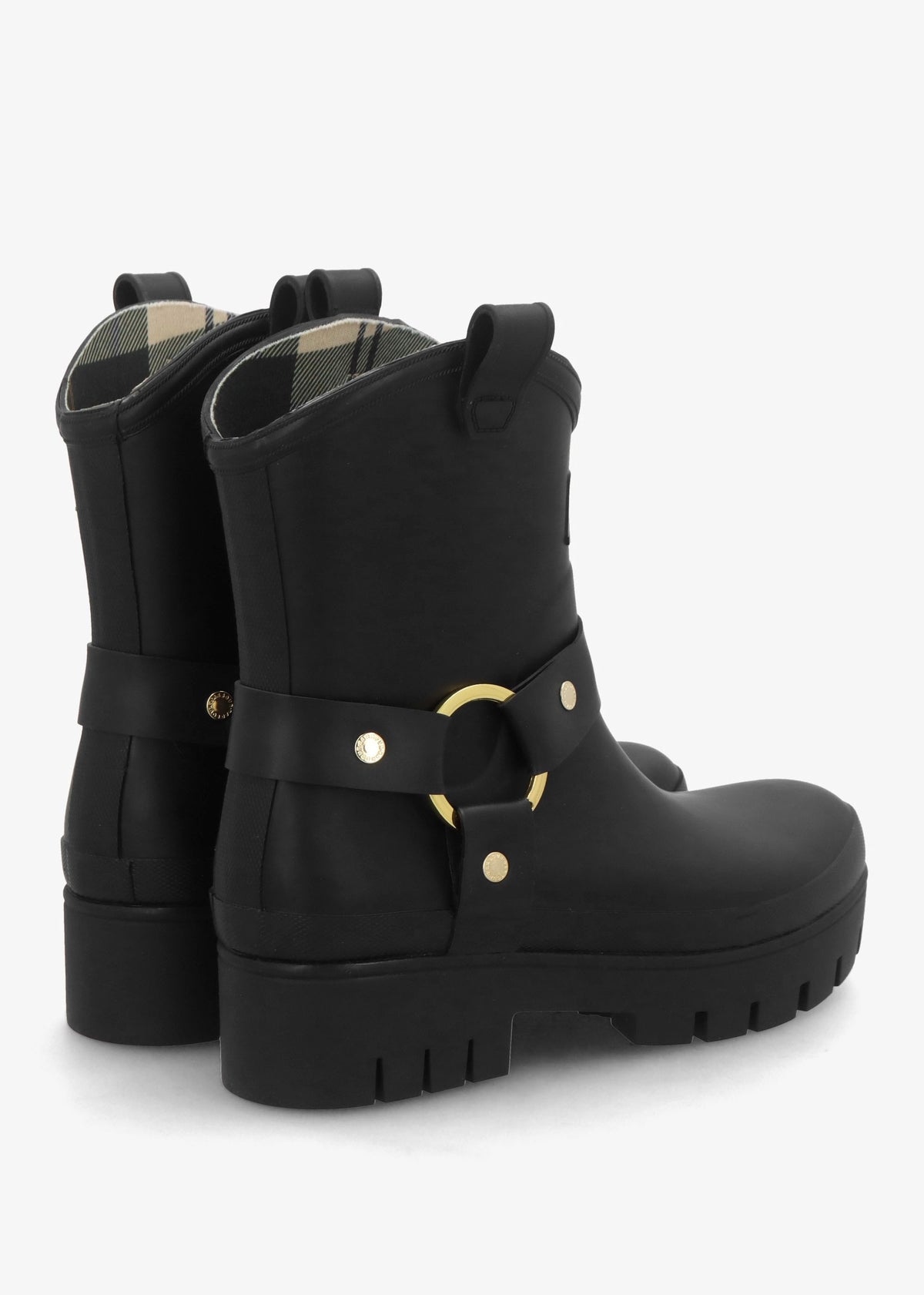 Elley Harness Black Wellington Boots