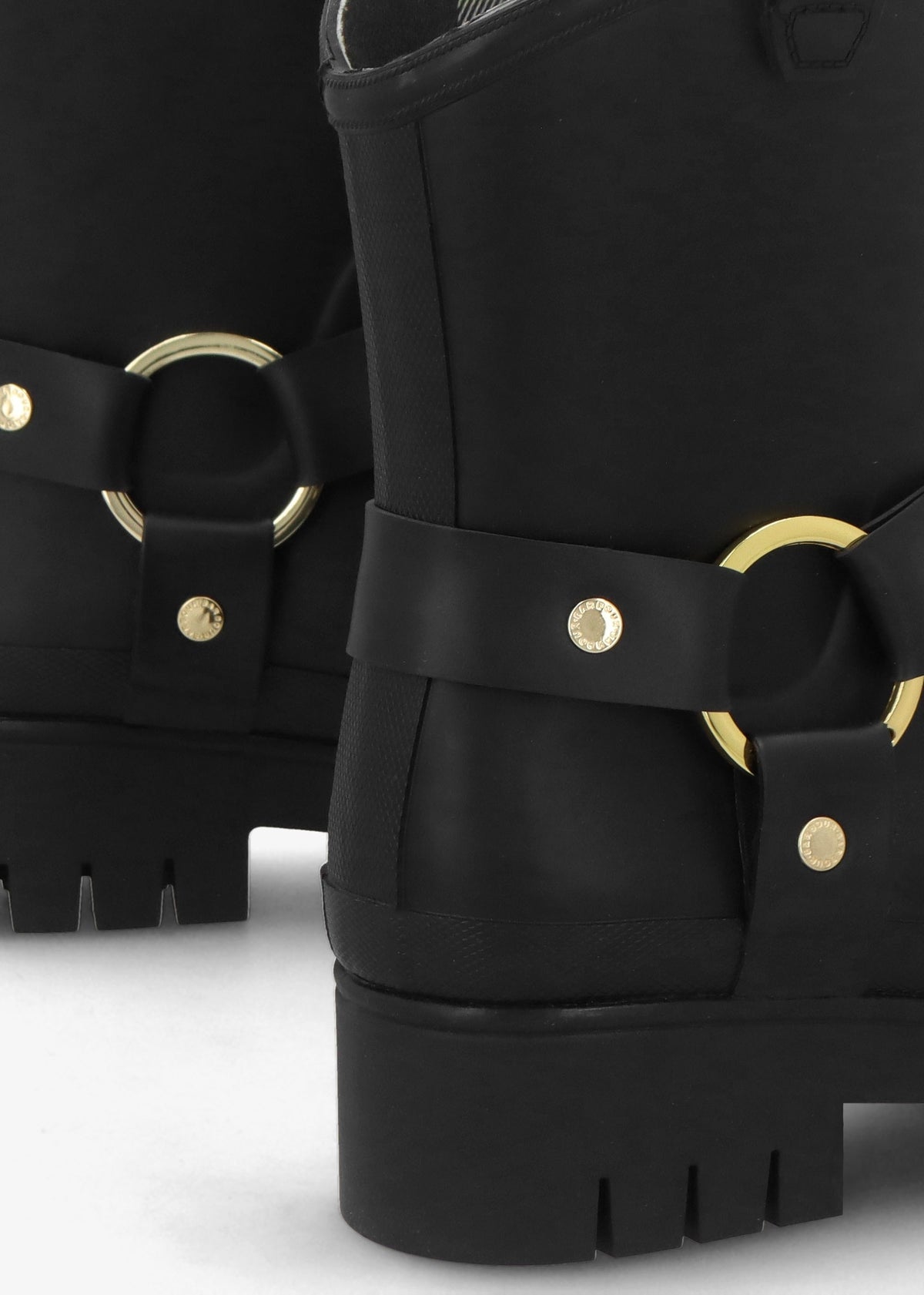 Elley Harness Black Wellington Boots