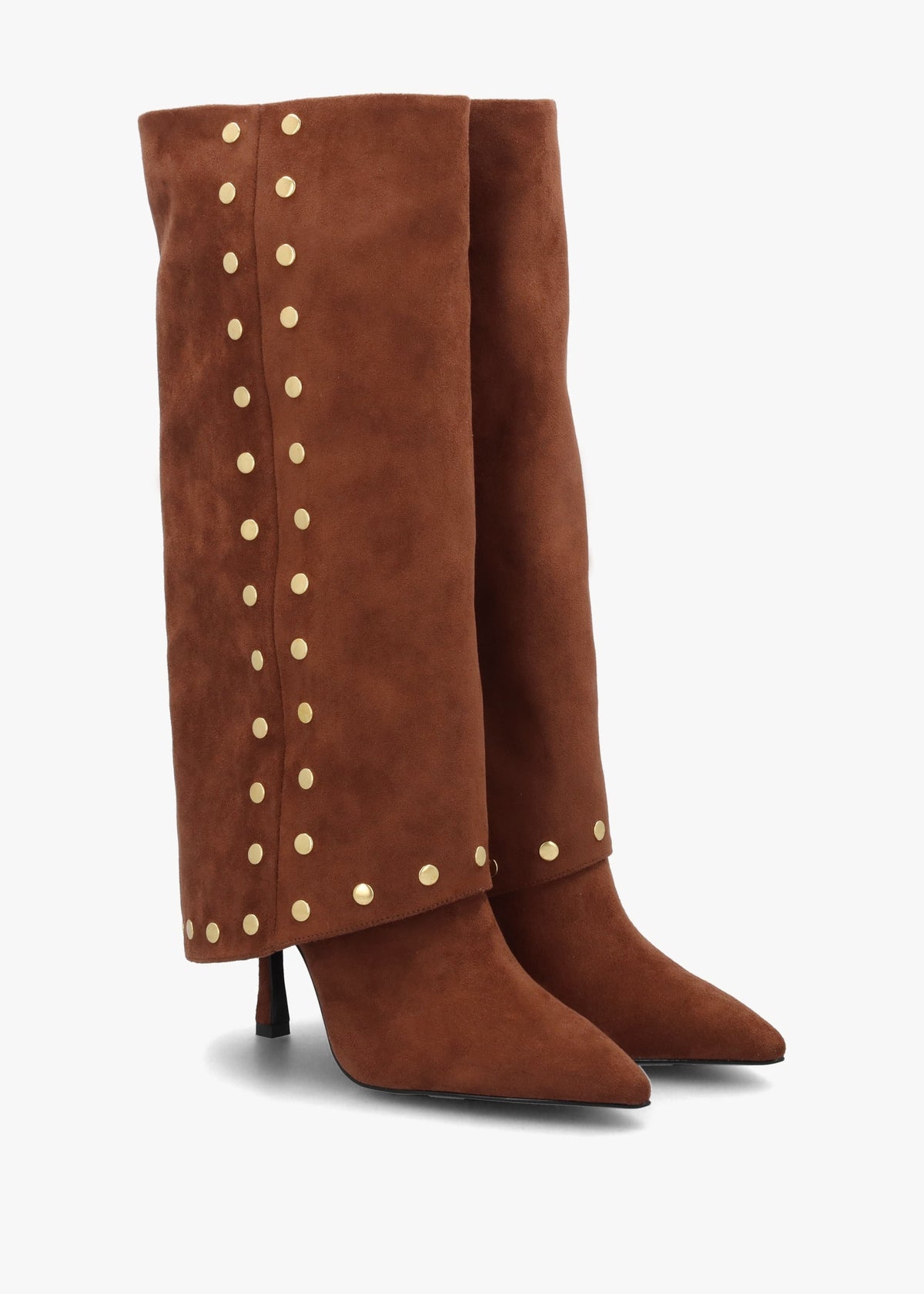 Lootie Tan Fold Over Heeled Knee Boots