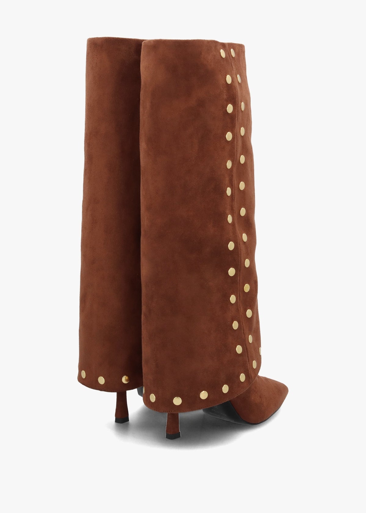 Lootie Tan Fold Over Heeled Knee Boots