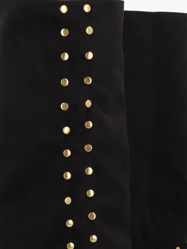 Lootie Black Fold Over Heeled Knee Boots