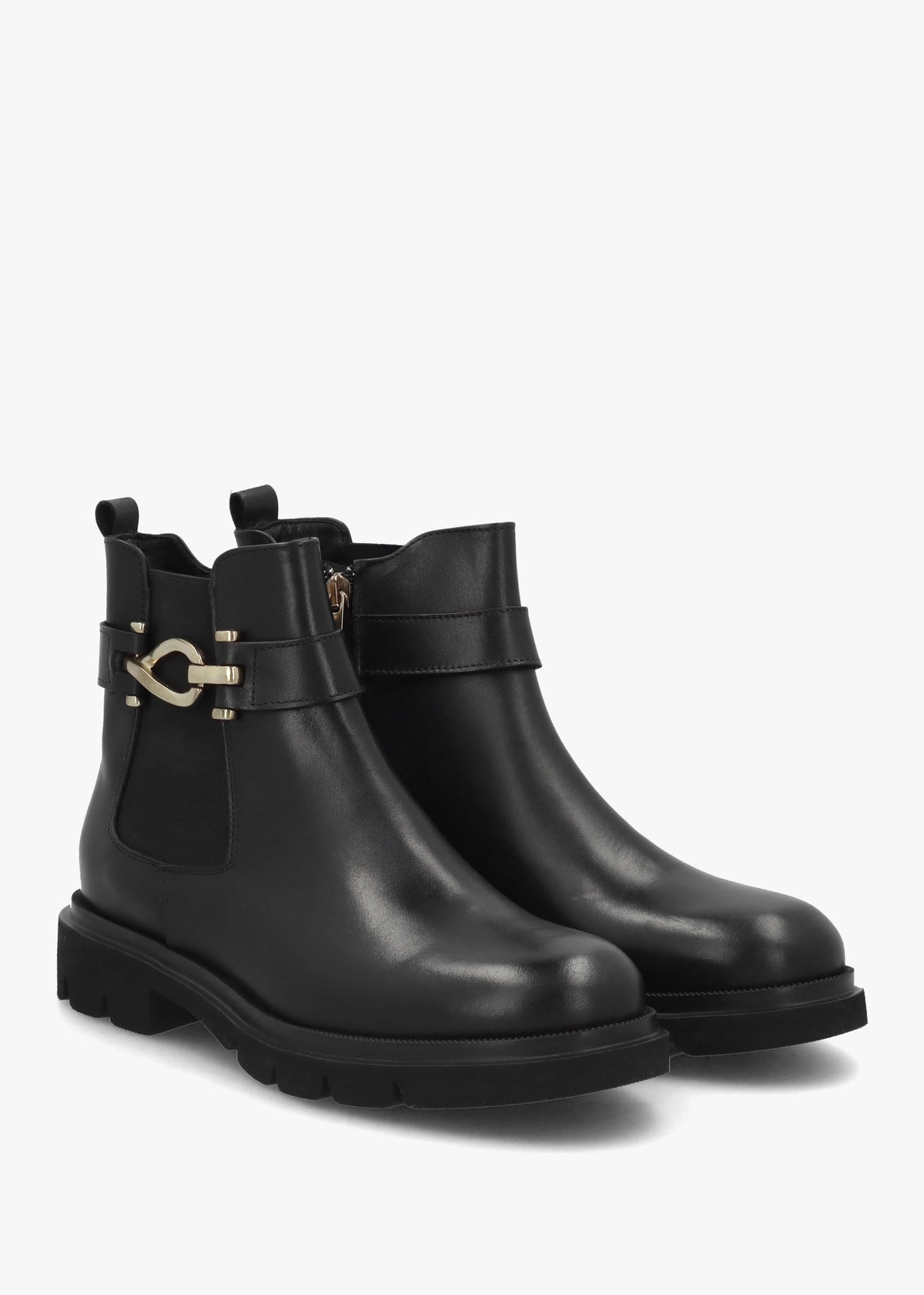 Gwen Black Leather Ankle Trim Chelsea Boots
