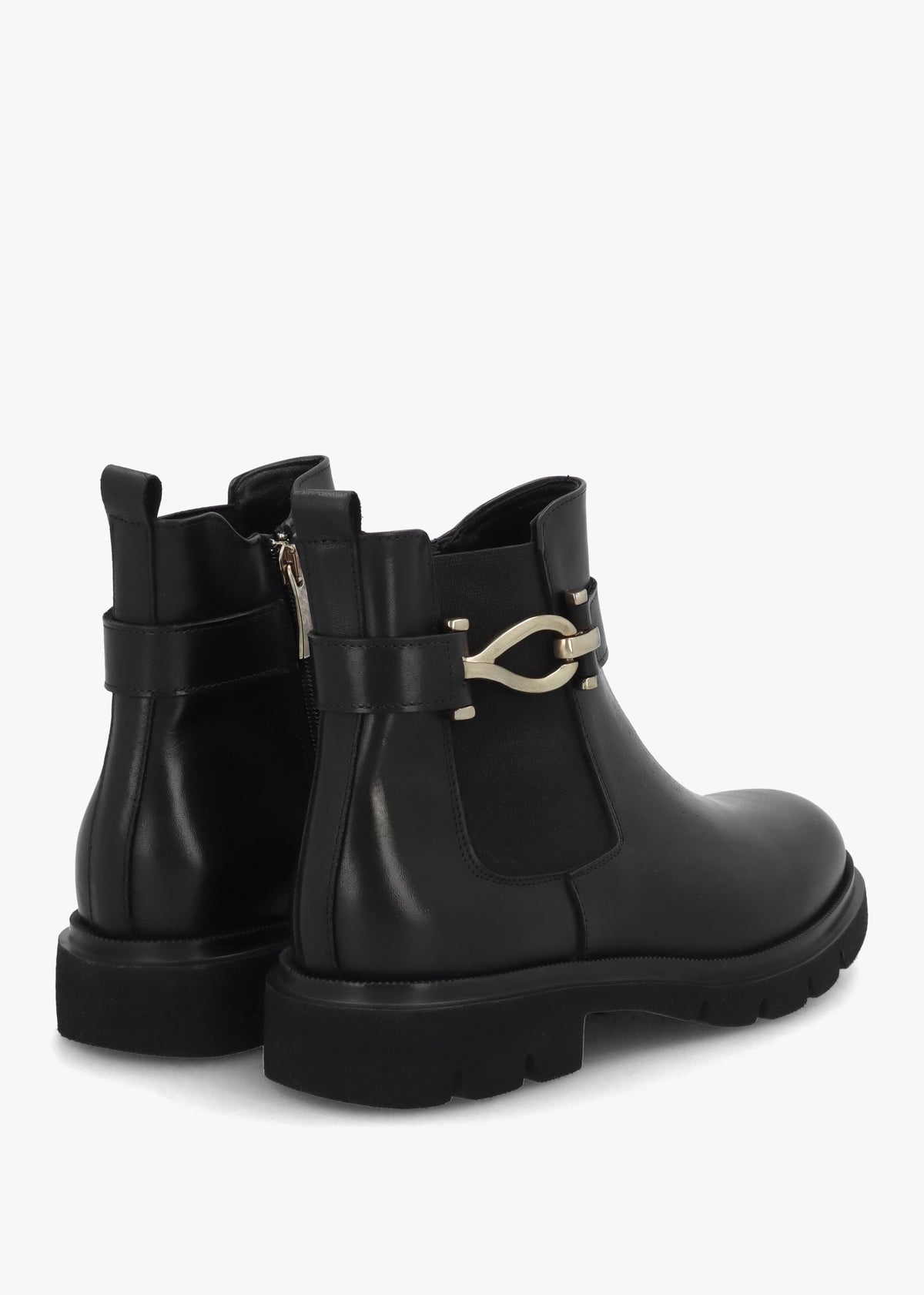 Gwen Black Leather Ankle Trim Chelsea Boots