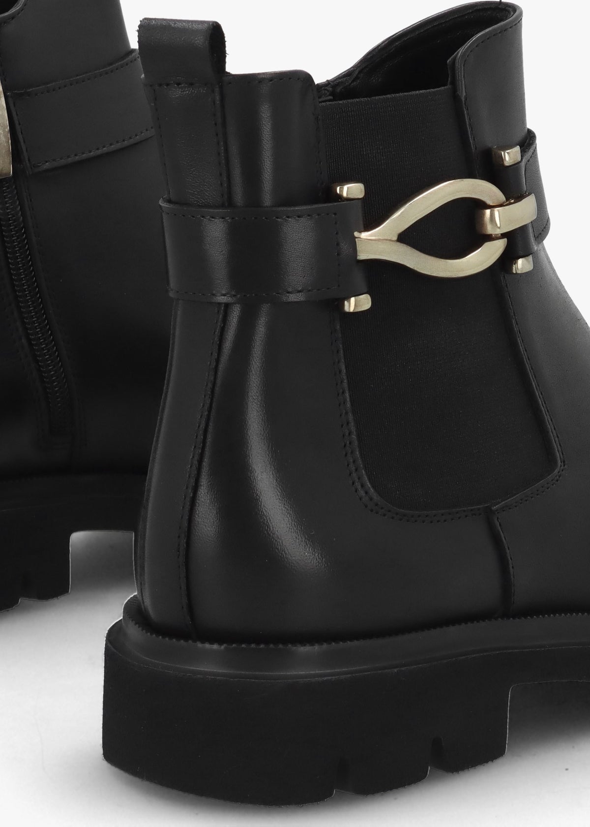 Gwen Black Leather Ankle Trim Chelsea Boots