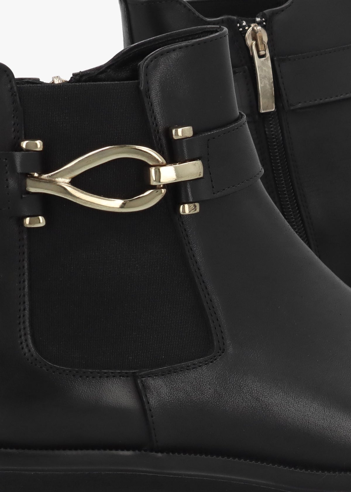 Gwen Black Leather Ankle Trim Chelsea Boots