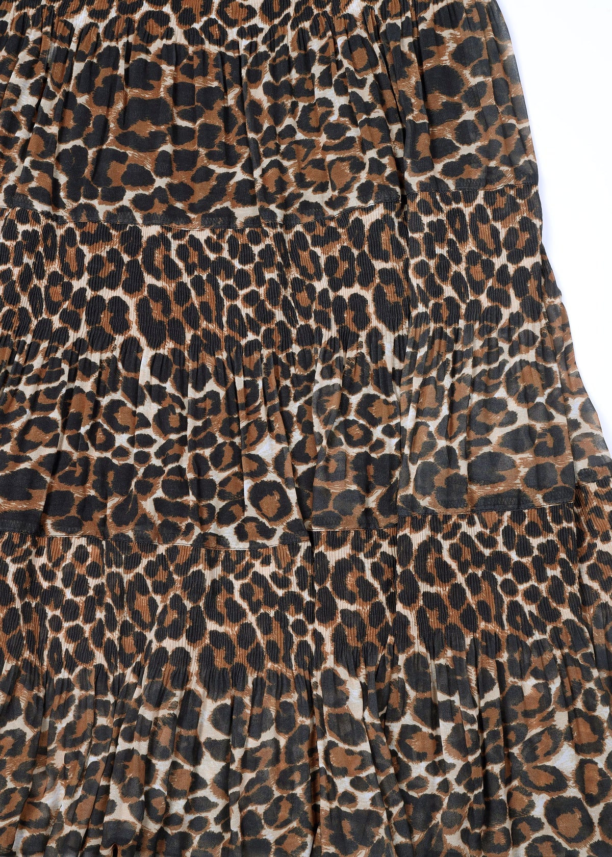 Brown Leopard Print Tiered Maxi Skirt