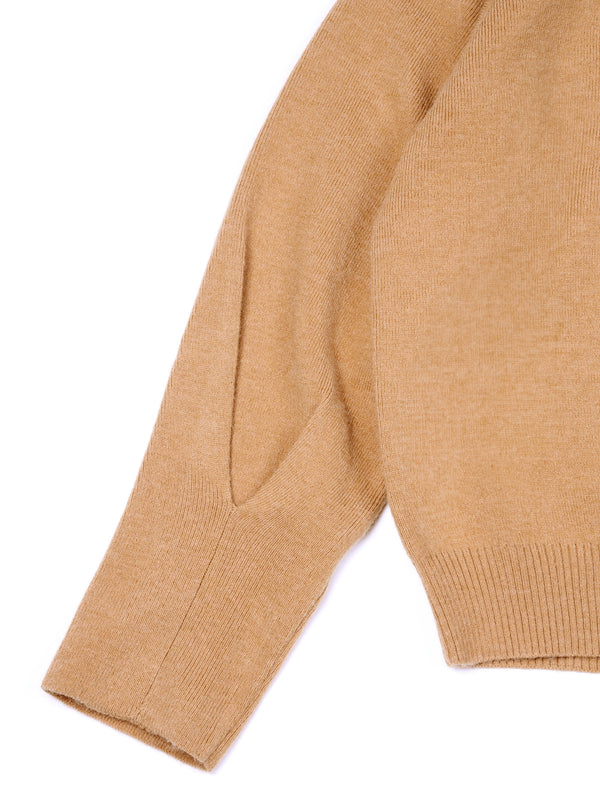 Beige Round Neck Knitted Jumper