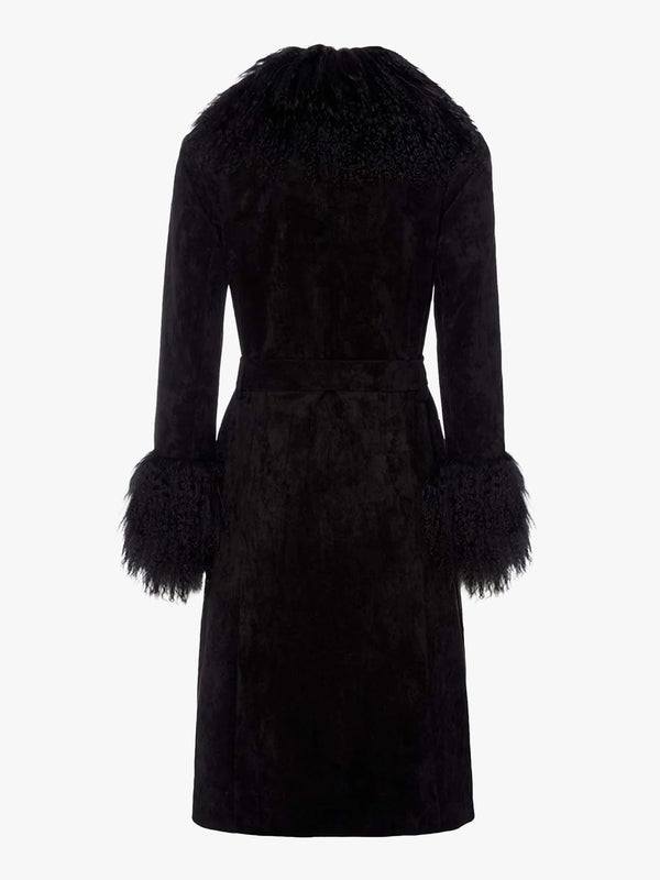Penny III 70's Black Mongolian Trim Longline Coat
