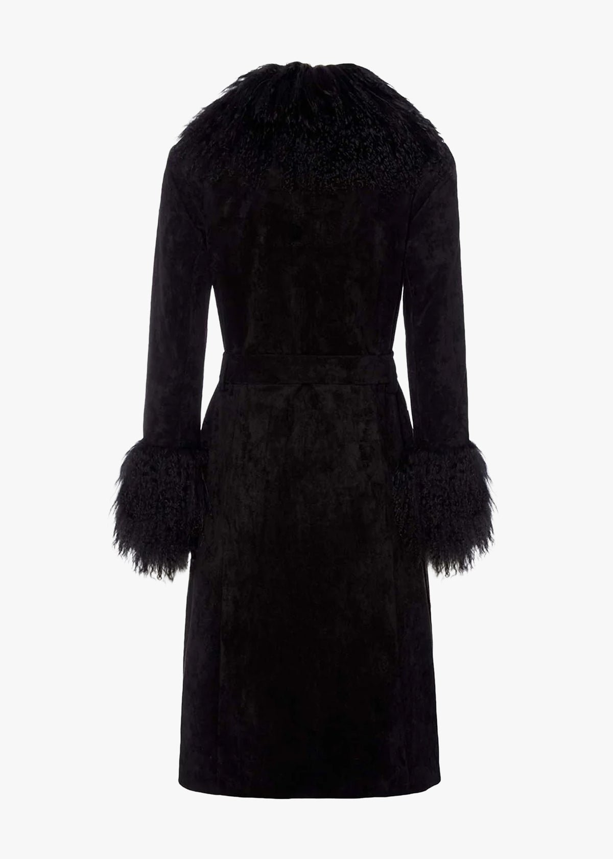 Penny III 70's Black Mongolian Trim Longline Coat