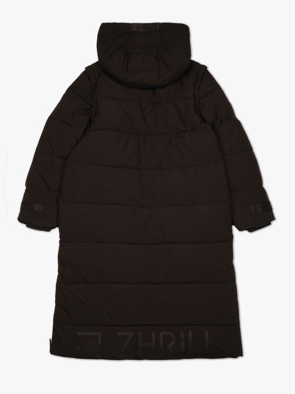 Zhisi Brown Padded Longline Maxi New Puffa Coat
