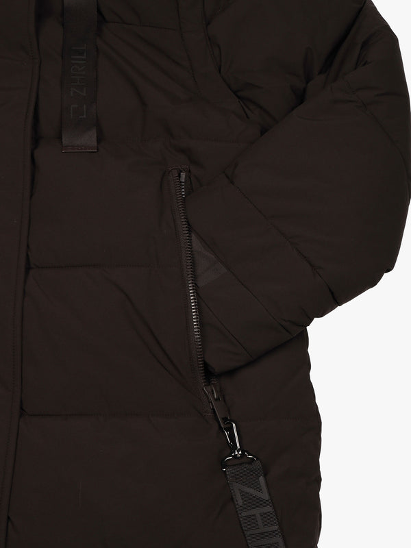 Zhisi Brown Padded Longline Maxi New Puffa Coat