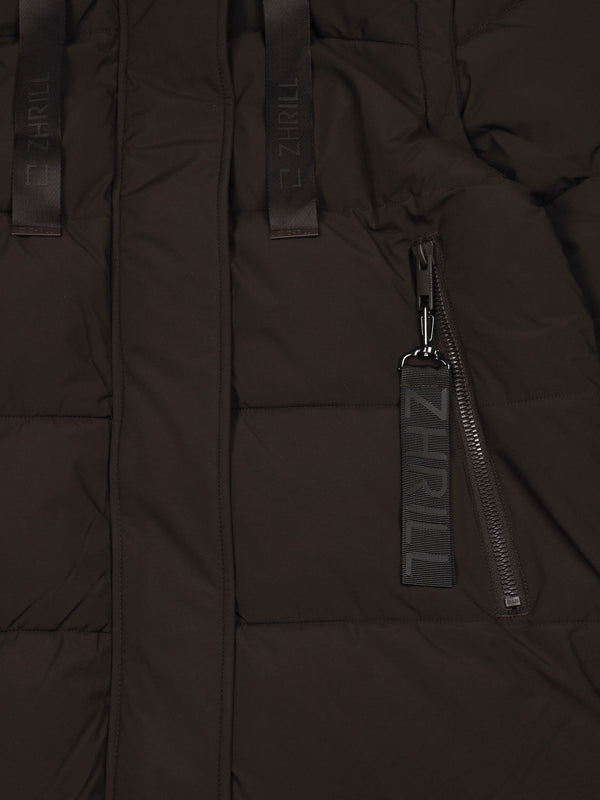 Zhisi Brown Padded Longline Maxi New Puffa Coat