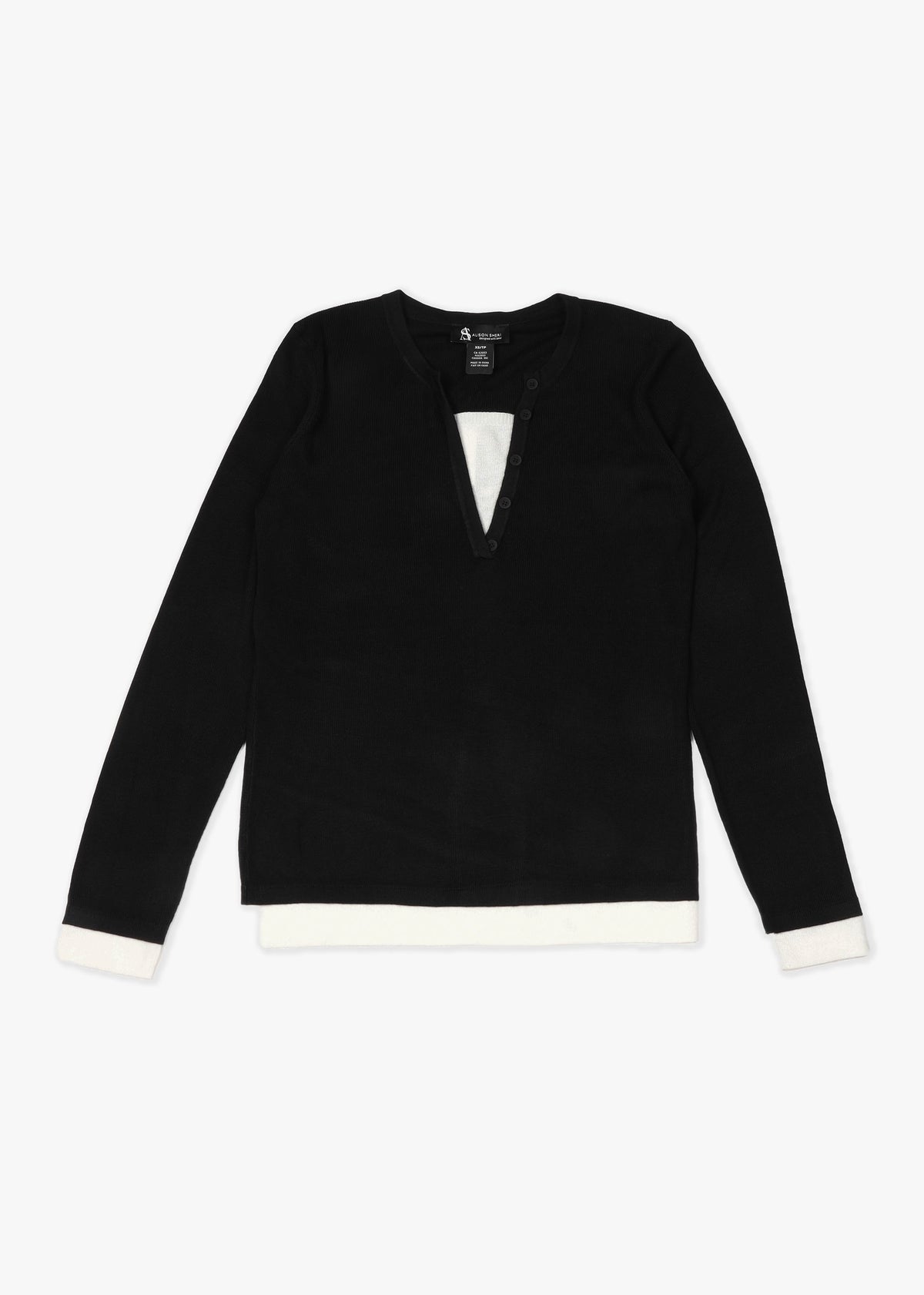 Black Notch Front Wool Mix Knitted Sweater