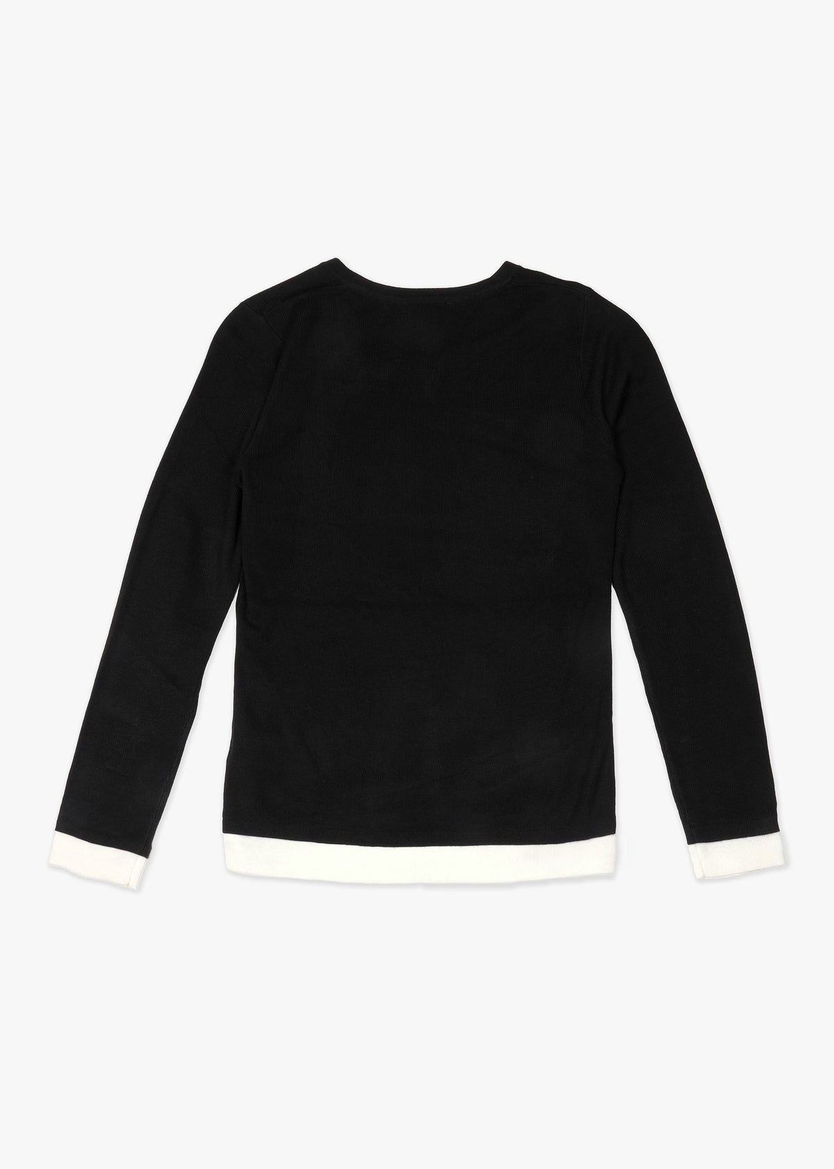 Black Notch Front Wool Mix Knitted Sweater