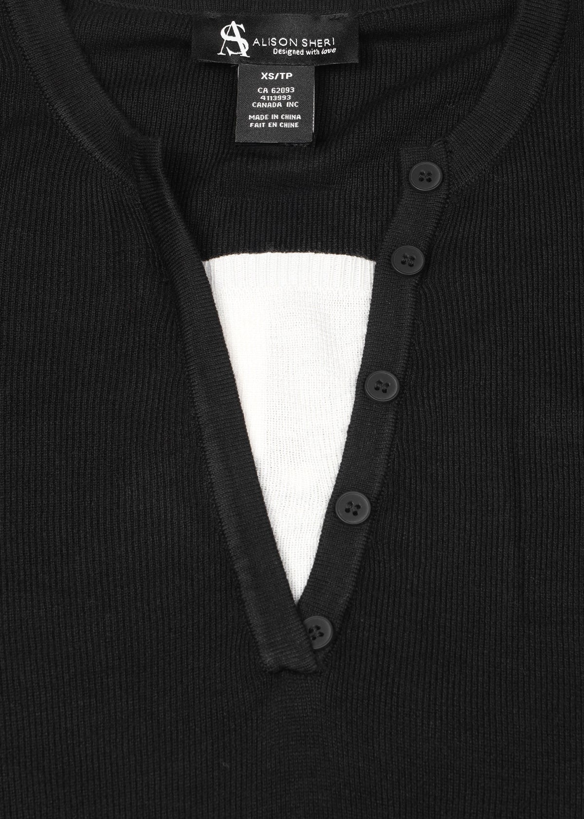 Black Notch Front Wool Mix Knitted Sweater