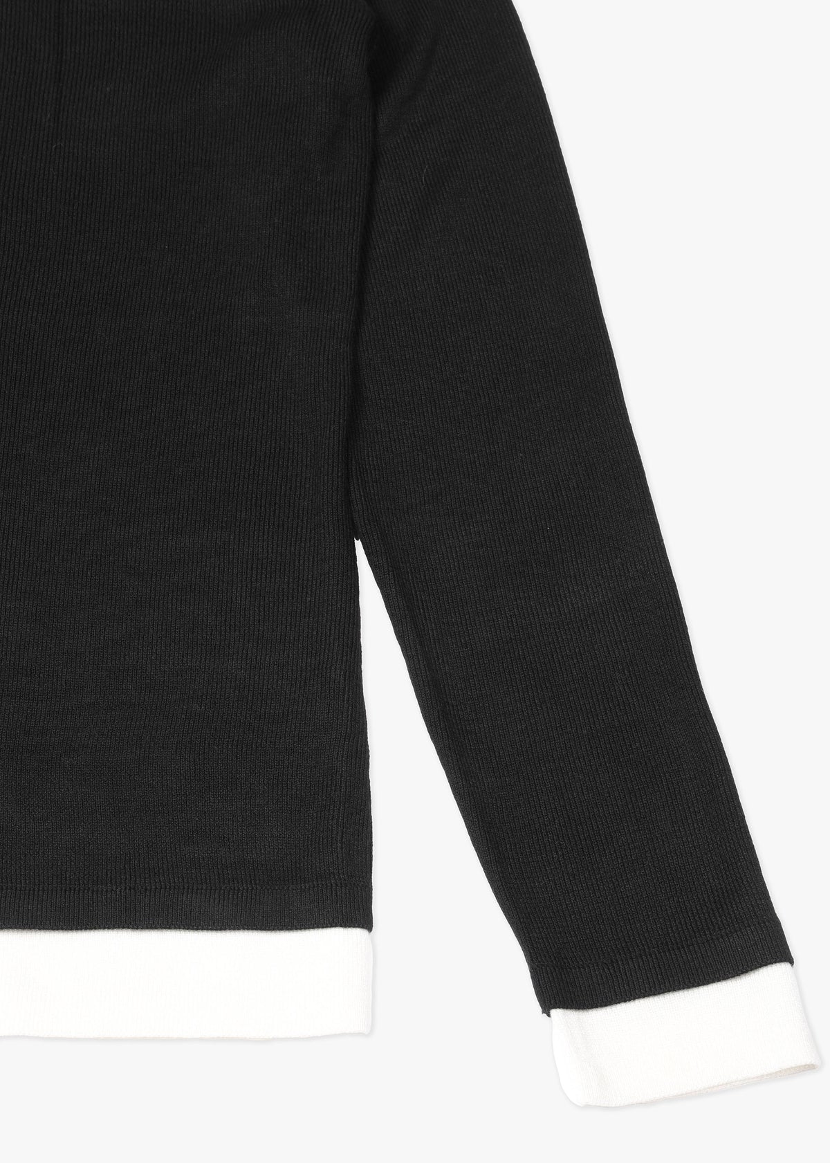 Black Notch Front Wool Mix Knitted Sweater