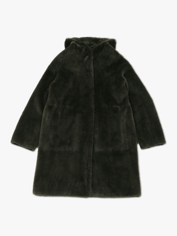 Maya Silt Green Faux Fur Reversable Coat