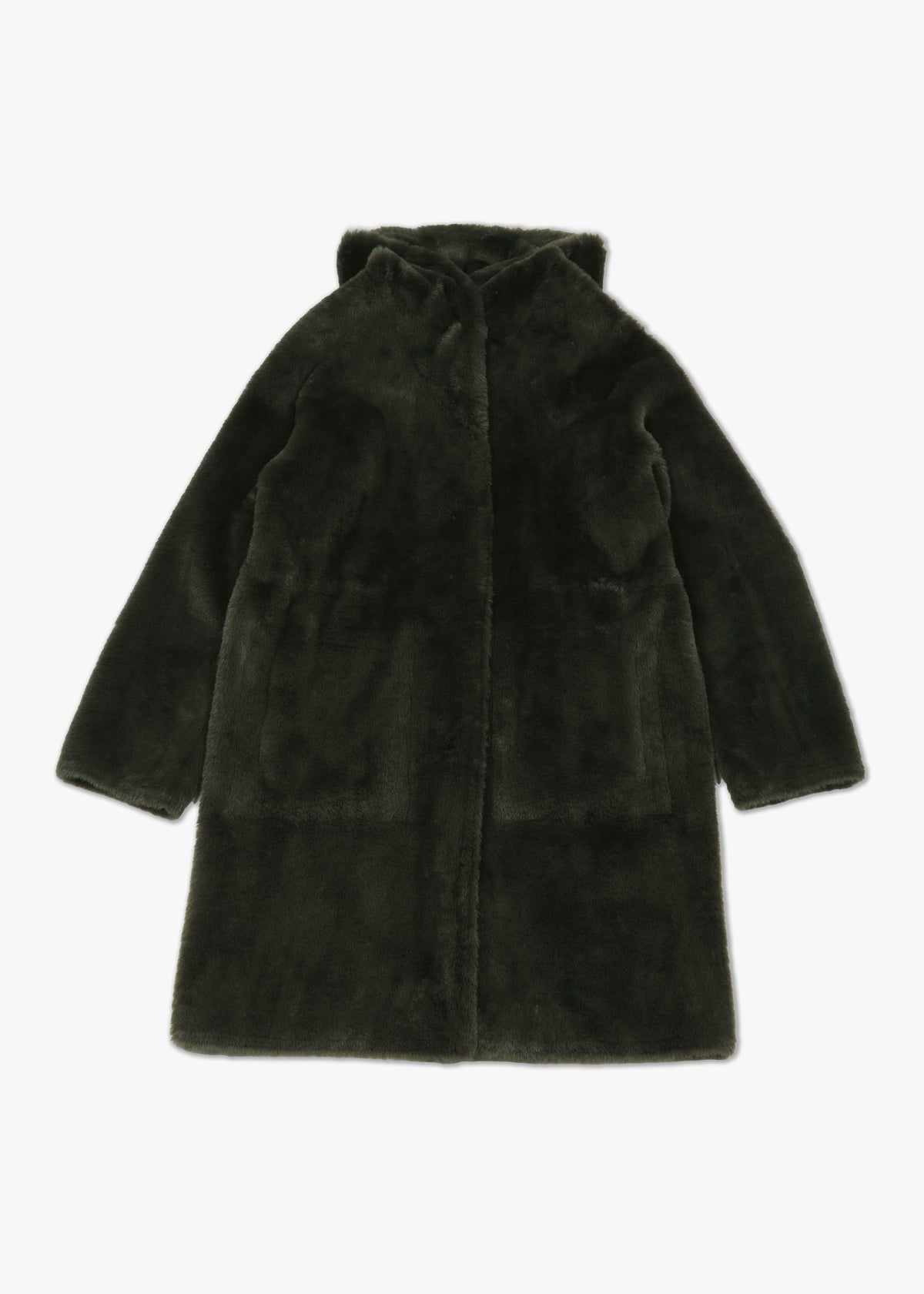 Maya Silt Green Faux Fur Reversable Coat