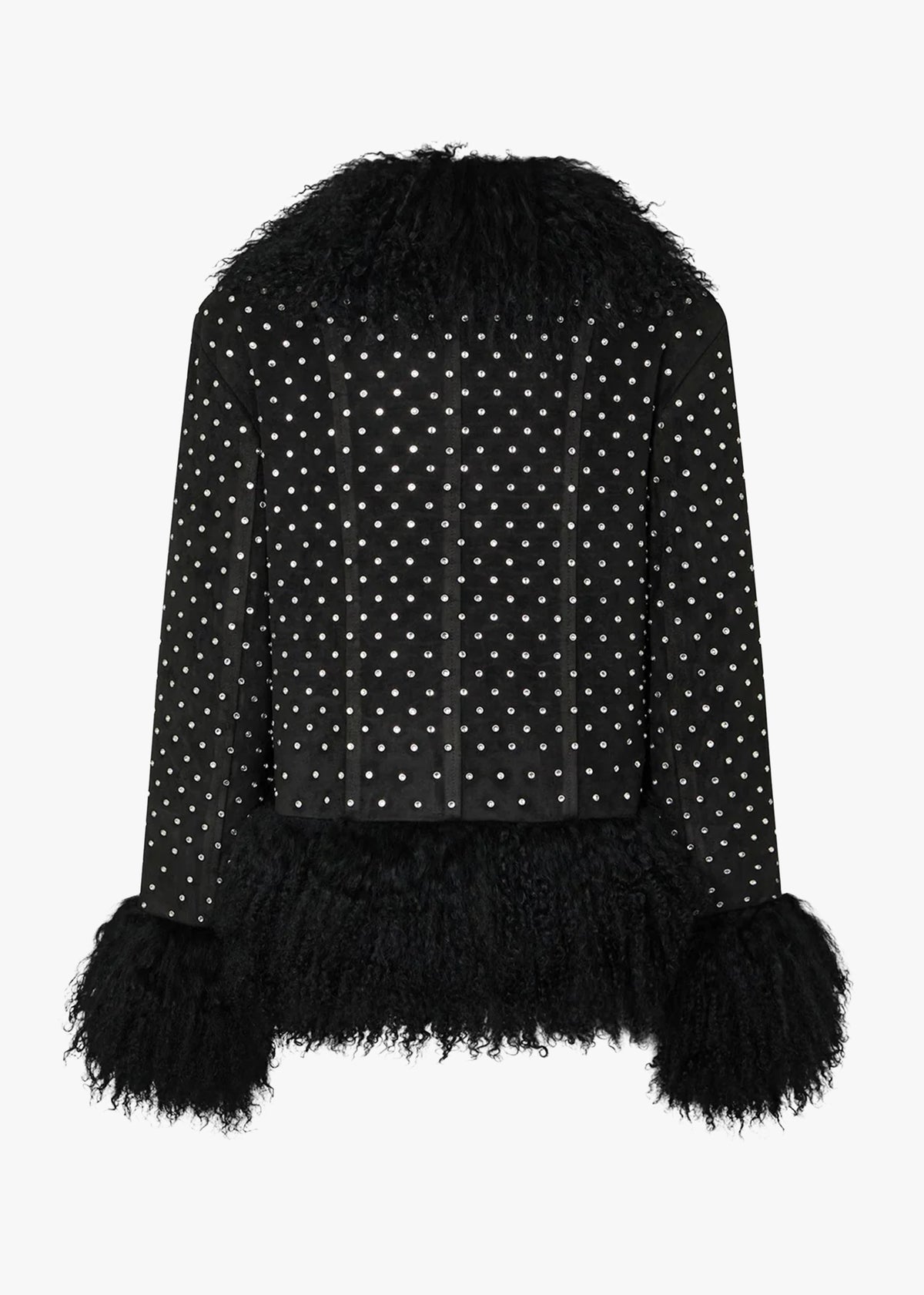 Stella Black Rhinestone Mongolian Trim Jacket