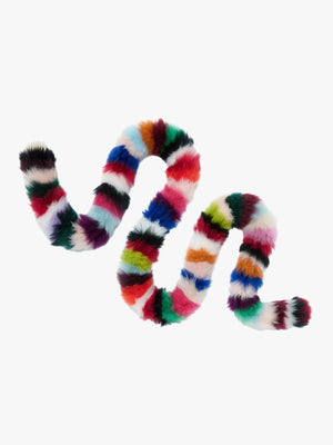 Multicoloured Rainbow Twist Shearling Scarf