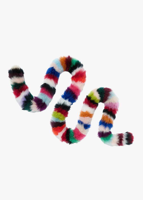 Multicoloured Rainbow Twist Shearling Scarf