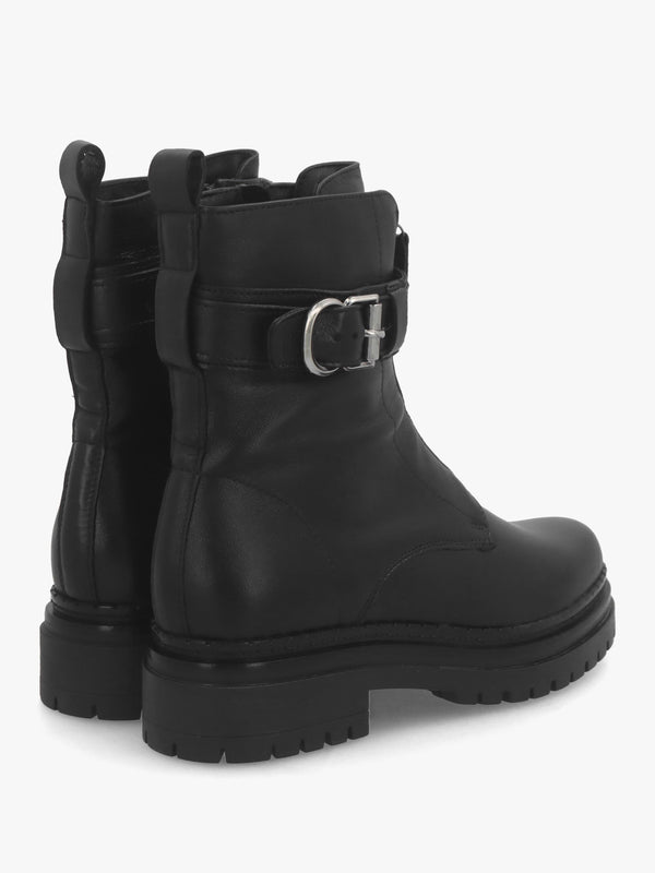 Mippie Black Leather Front Zip Biker Boots