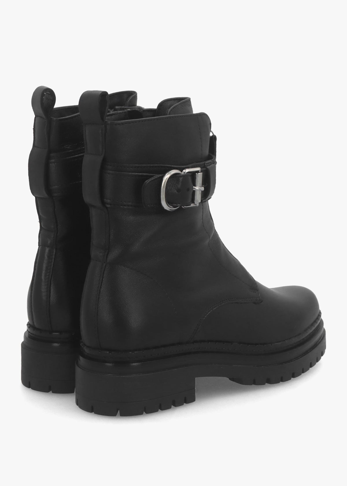Mippie Black Leather Front Zip Biker Boots