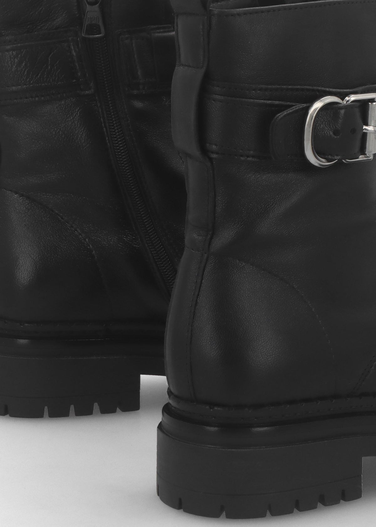 Mippie Black Leather Front Zip Biker Boots