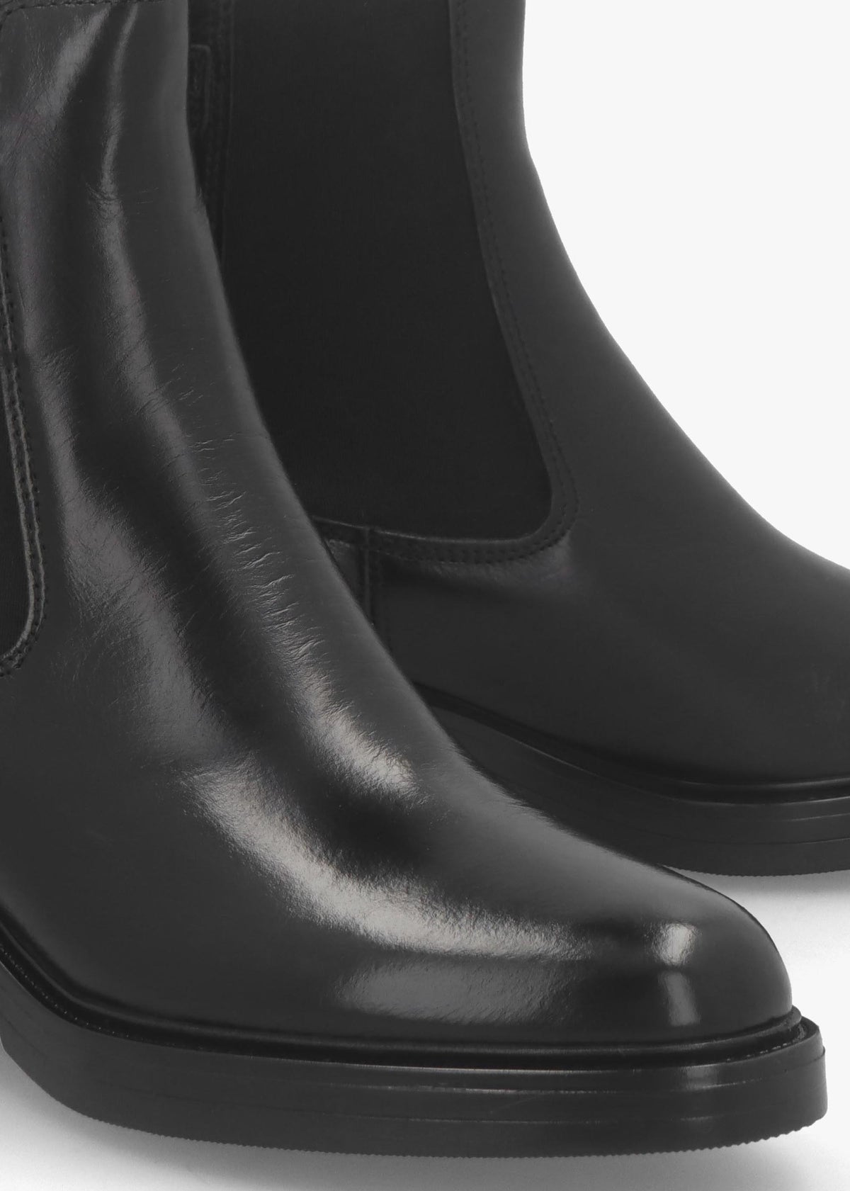 Mockie Black Leather Mid-Block Heel Chelsea Boot