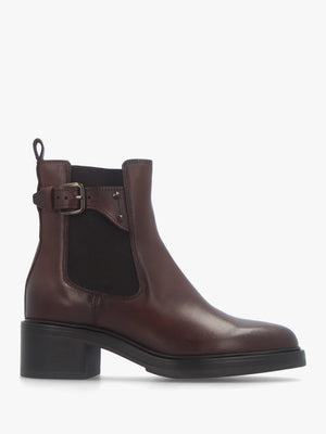 Mockie Brown Leather Mid-Block Heel Chelsea Boot