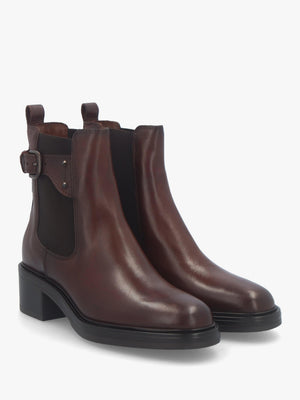 Mockie Brown Leather Mid-Block Heel Chelsea Boot
