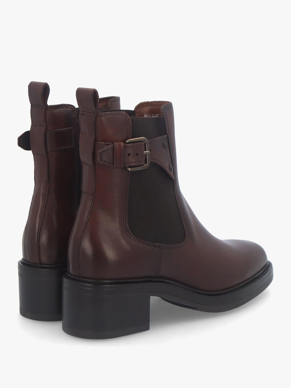 Mockie Brown Leather Mid-Block Heel Chelsea Boot