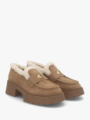 Leah Coconut Natural Suede Platform Loafers