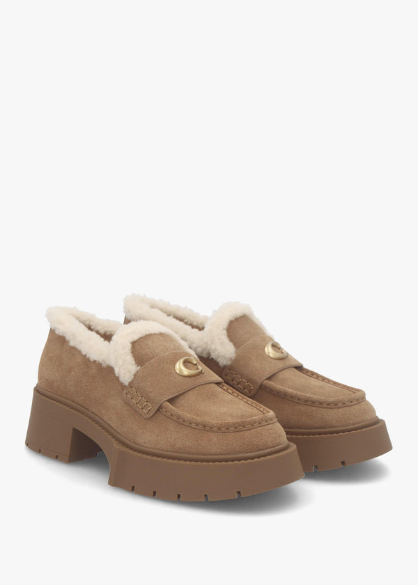 Leah Coconut Natural Suede Platform Loafers
