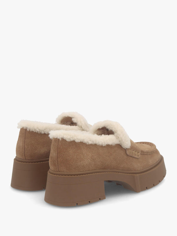 Leah Coconut Natural Suede Platform Loafers